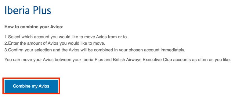 British Airways Iberia combine avios