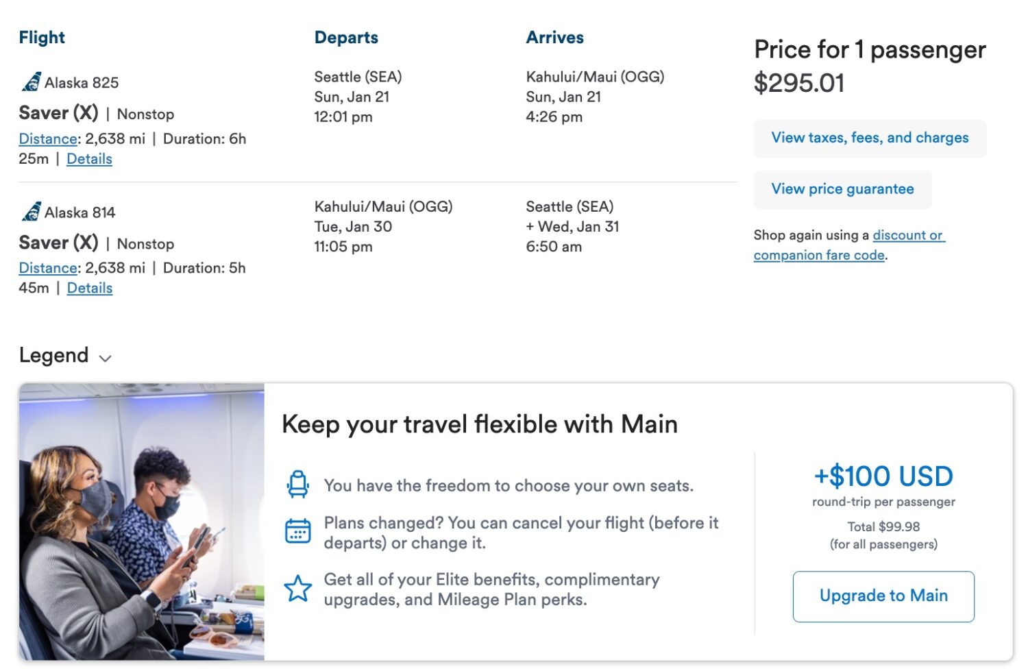 basic economy alaska to hawaii