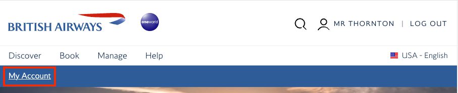 british airways navigate to my account