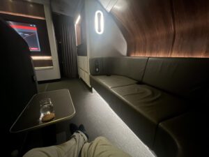 chillin in the lounge on the Qantas A380