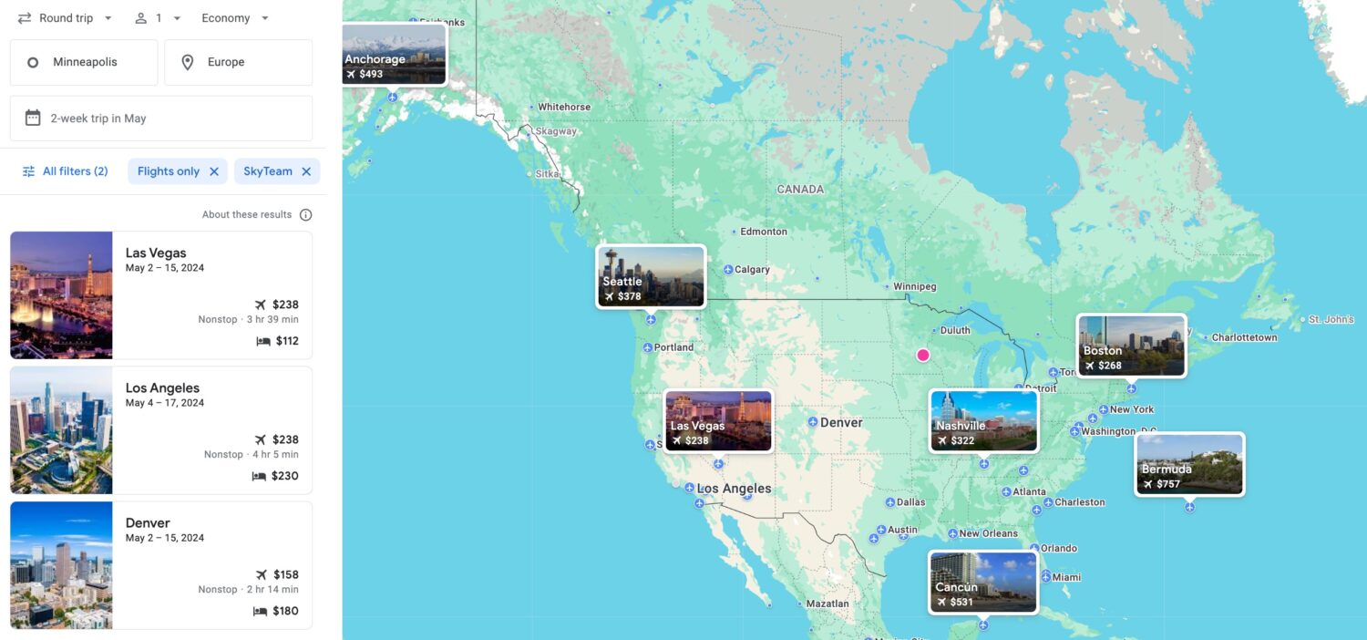 google flight explores