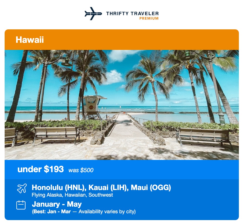 flight deal alert to hawaii for under $193 