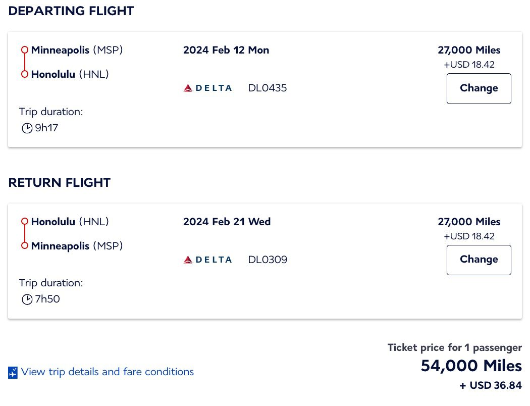 air france flying blue msp honolulu redemption