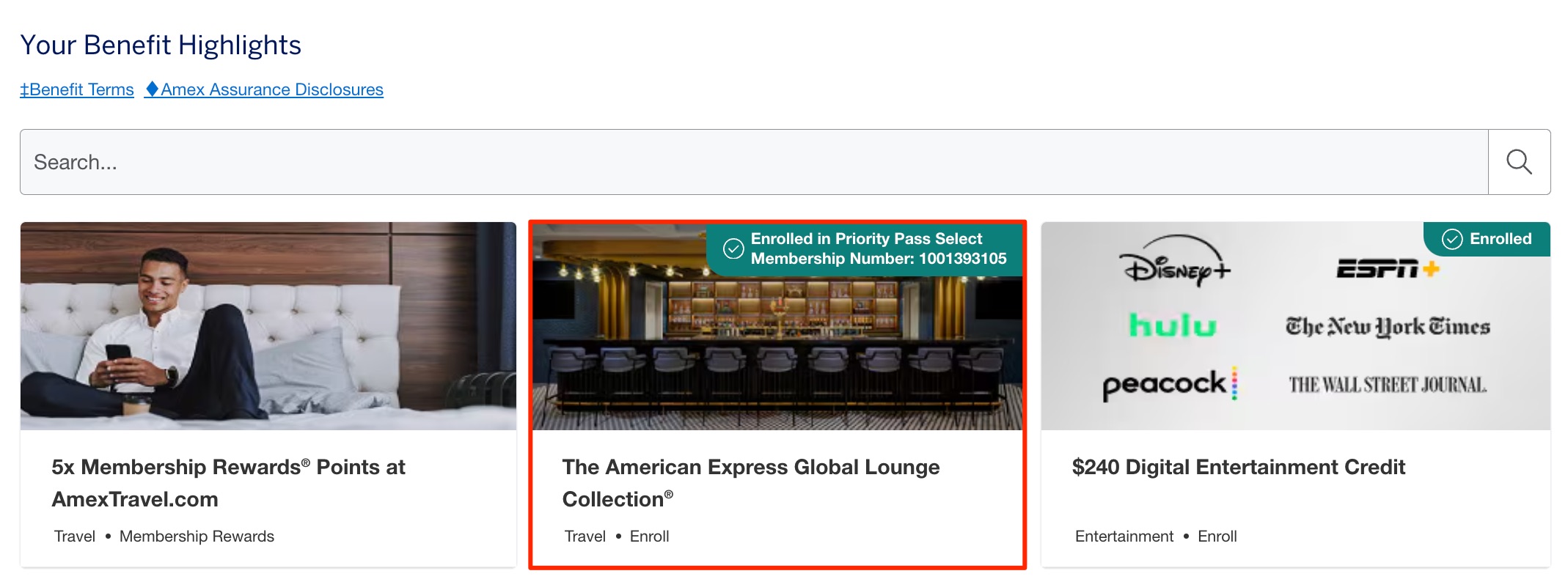 american express lounge collection in a red box among other amex platinum benefits