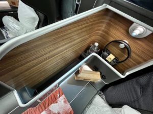 Qantas business class seat storage