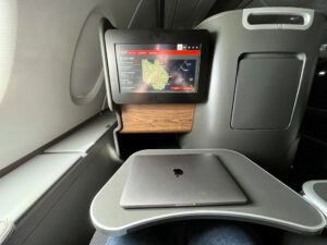 qantas biz class tray table