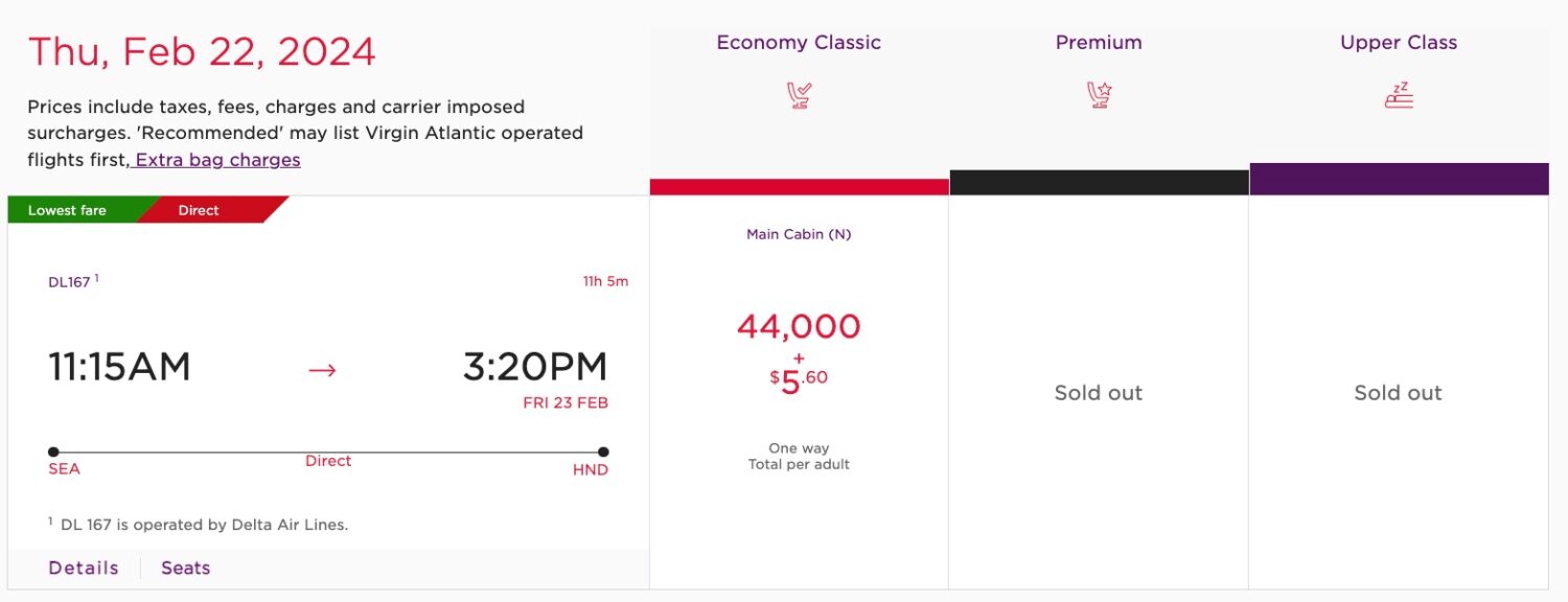 seattle to tokyo new booking