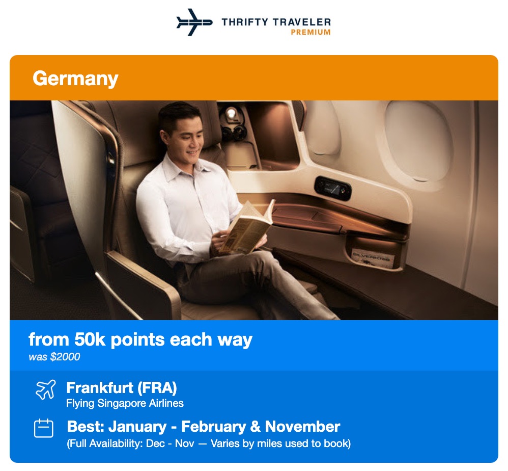 singapore airlines alert in business class from thrifty traveler