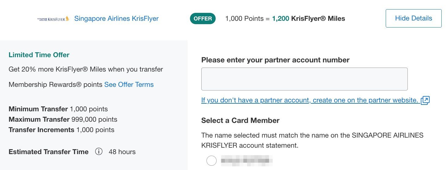 singapore amex transfer bonus