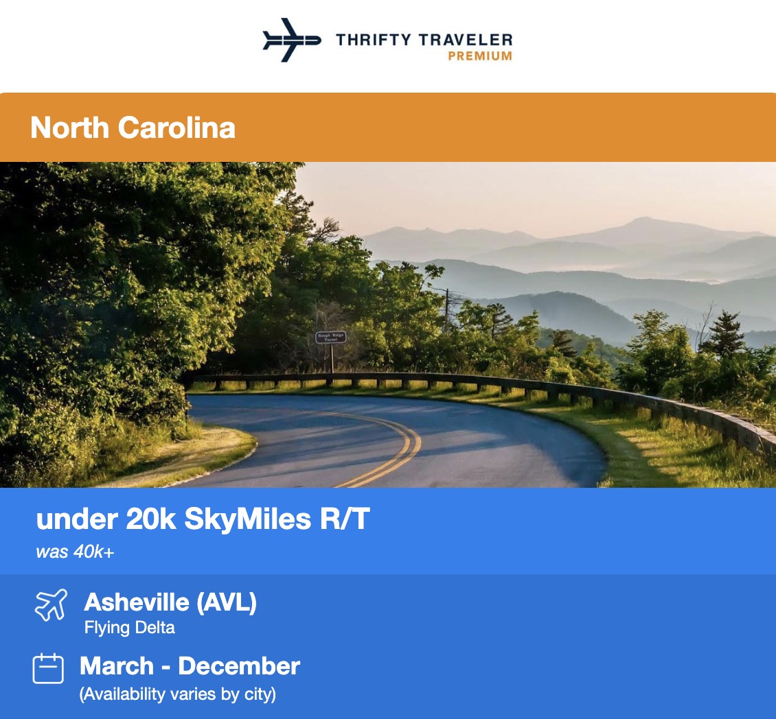 Asheville SkyMiles deal