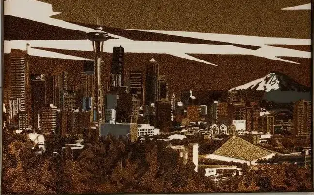 Amex Lounge SEA Beantown Skyline by Harold Caudio