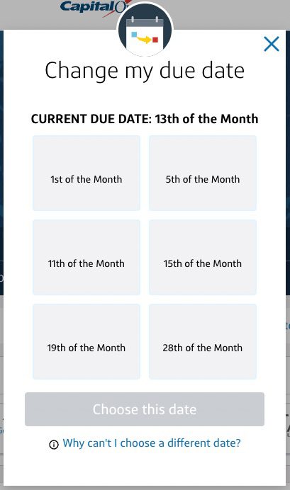 Capital One Change my due date