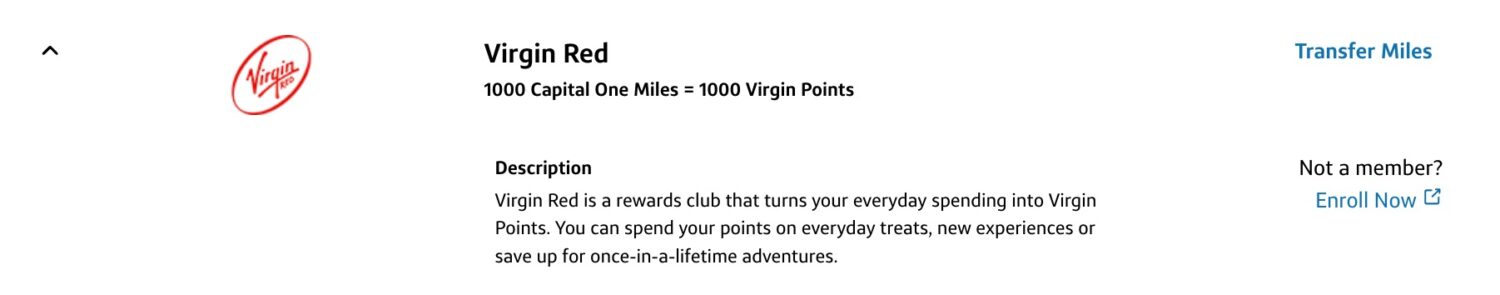 Capital One Virgin Red transfer partner