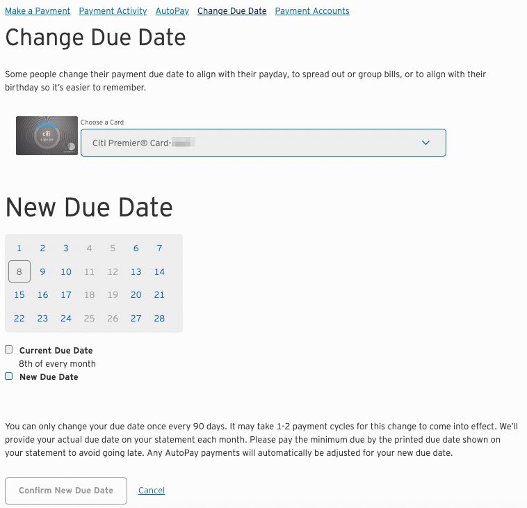 Citi Change Due Date