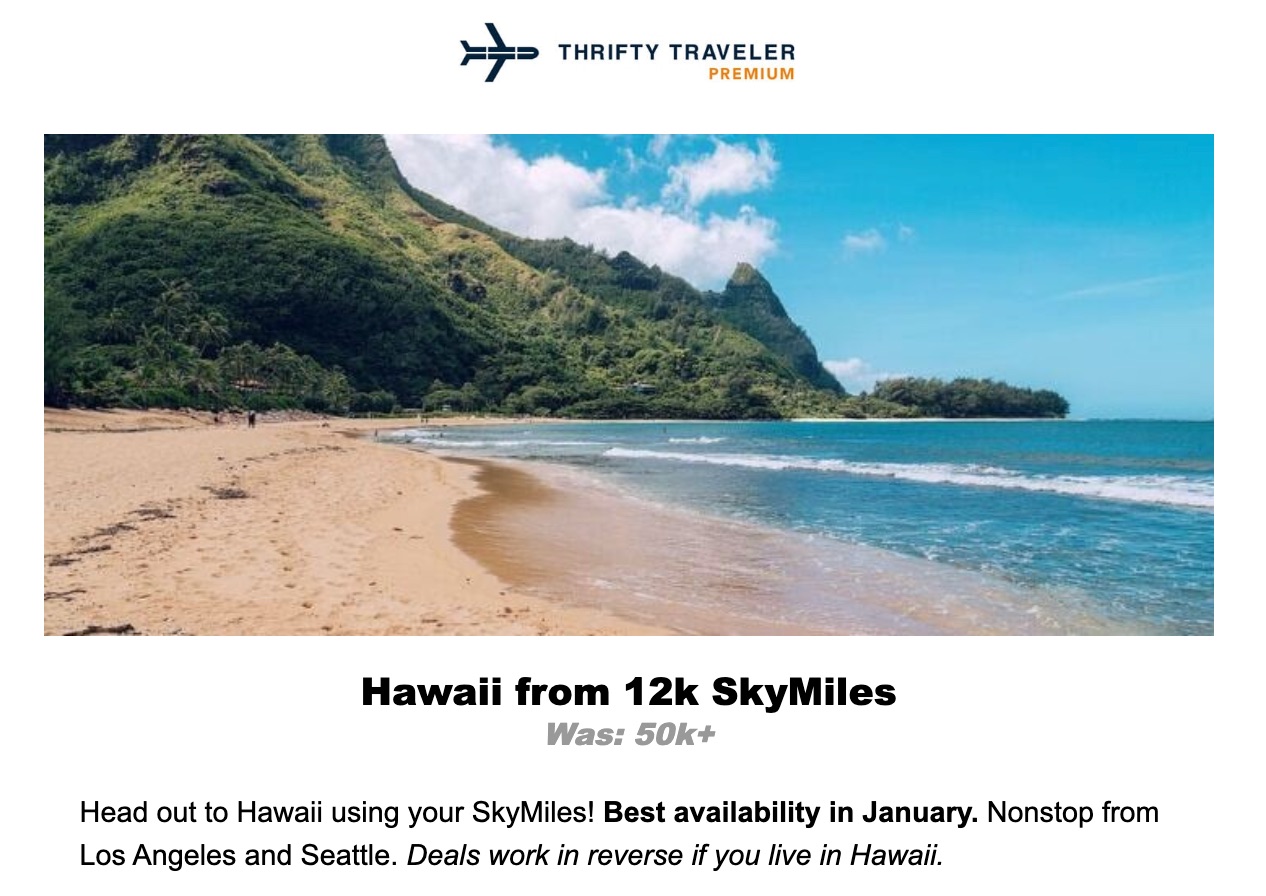 Hawaii SkyMiles Thrifty Traveler Premium deal