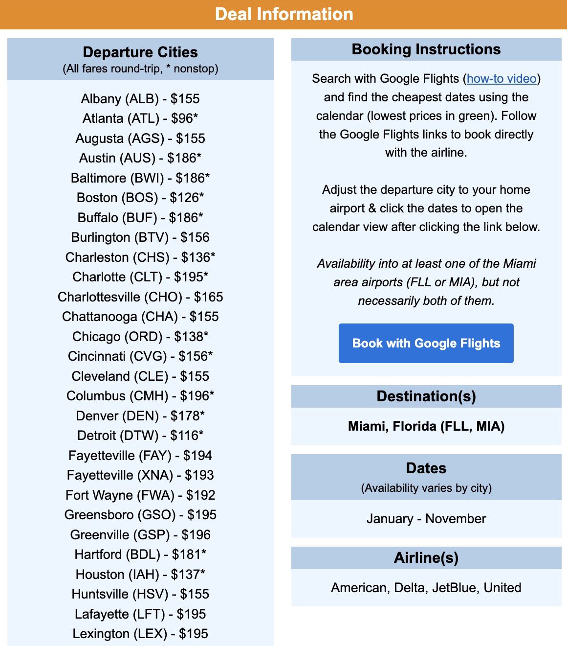 Miami flight deal