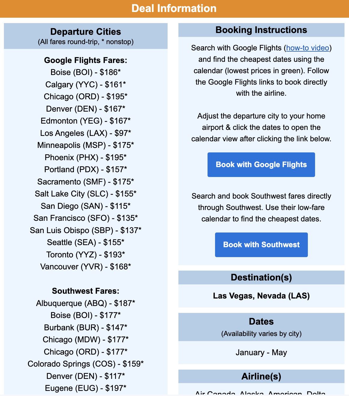 Las Vegas flight deal