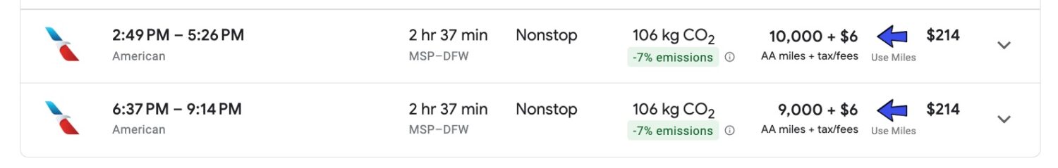 msp to dallas points path