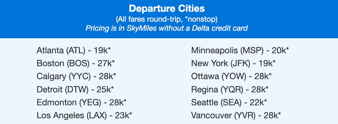 Delta SkyMiles Cancun flash sale departure cities