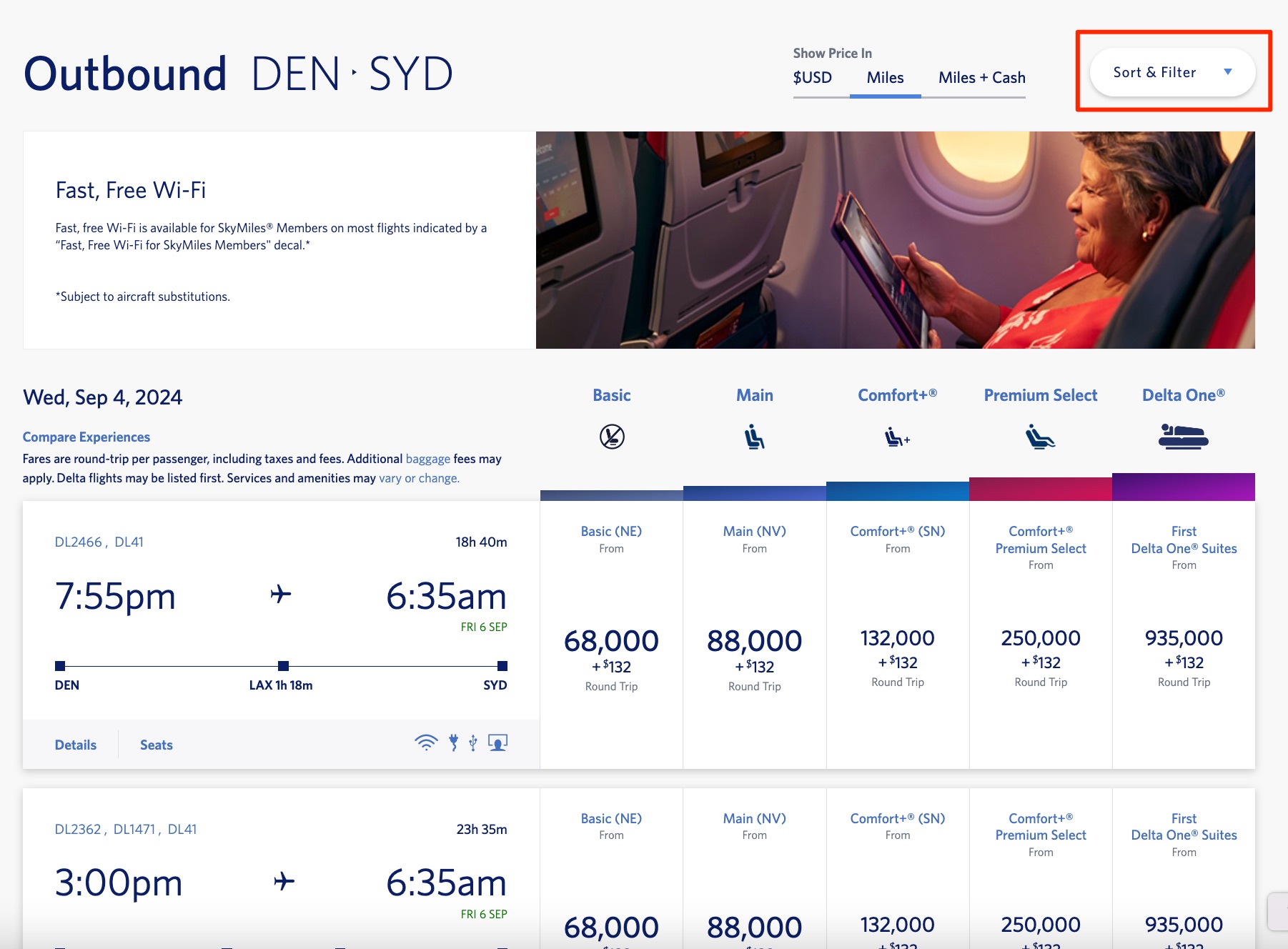 Delta SkyMiles DEN-SYD flights