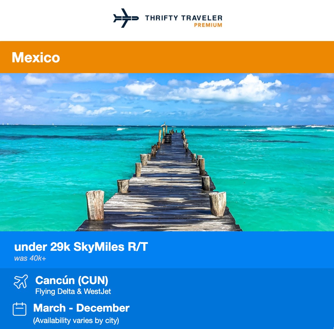 Delta SkyMiles flash sale to Cancun (CUN)