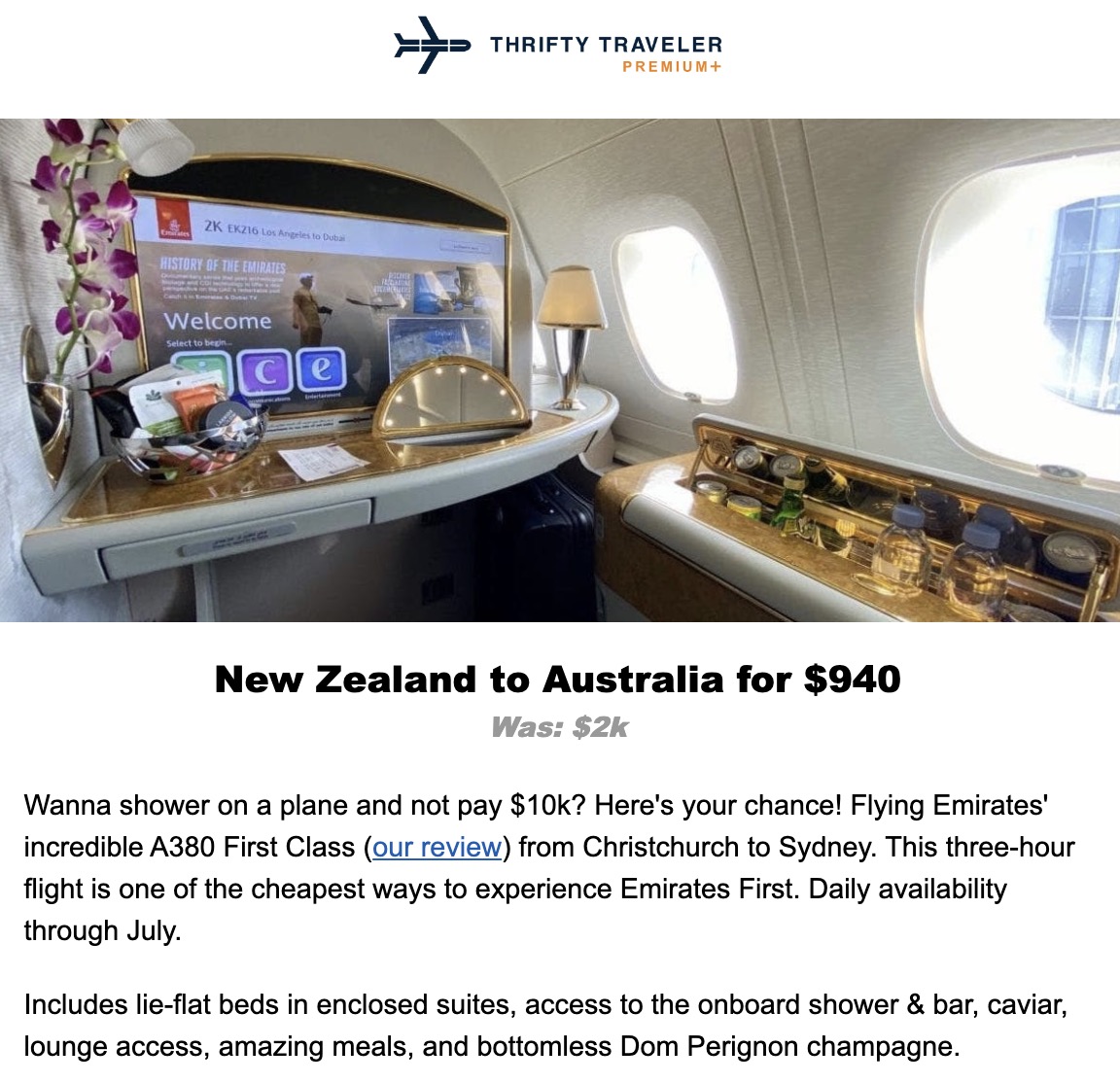 Emirates first class Australia