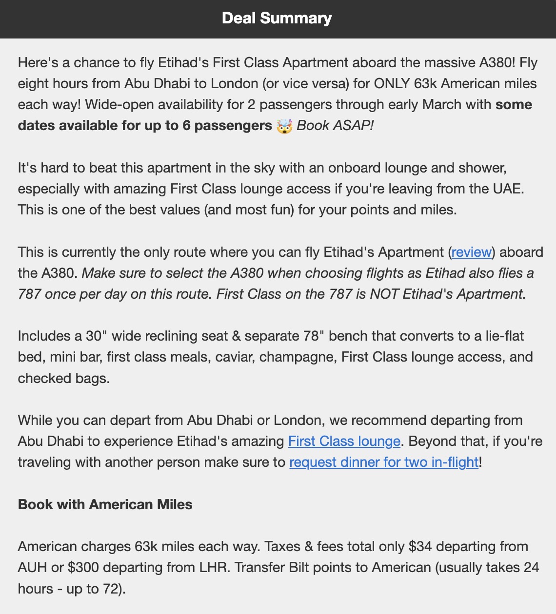 Etihad Apartment deal