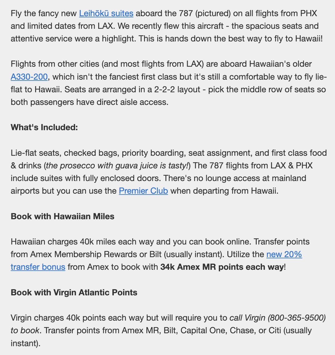 Hawaiian Airlines booking info