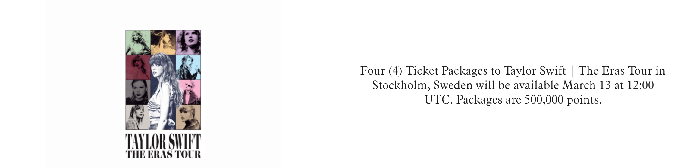 Marriot Bonvoy Moments redeem points for Eras Tour tickets