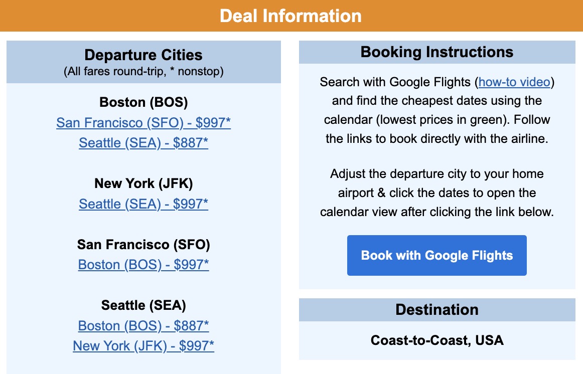 JetBlue Mint coast to coast deal