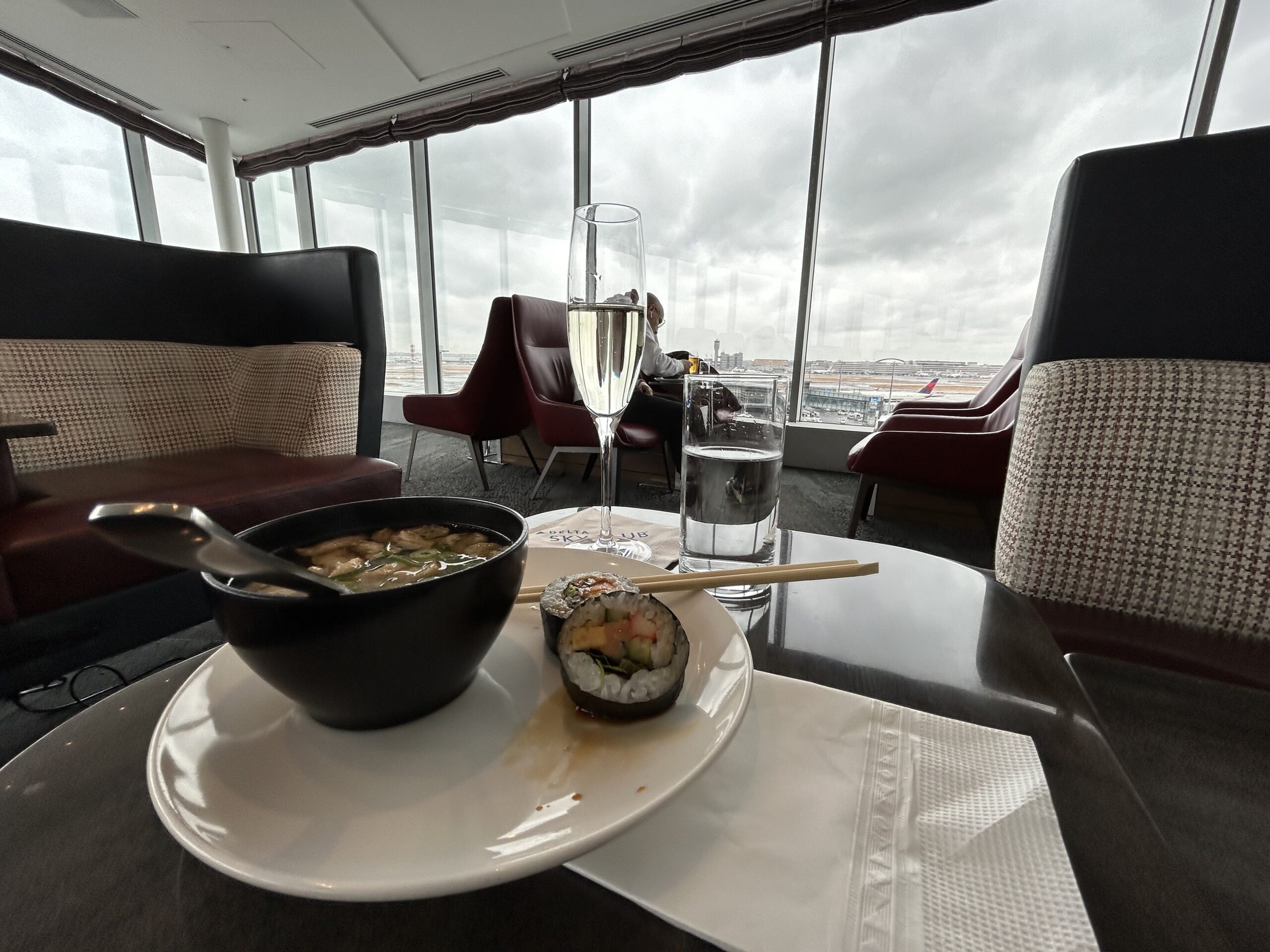 Miso soup, sushi and champagne