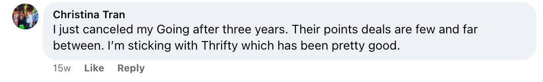 thrifty traveler vs going in fb group post