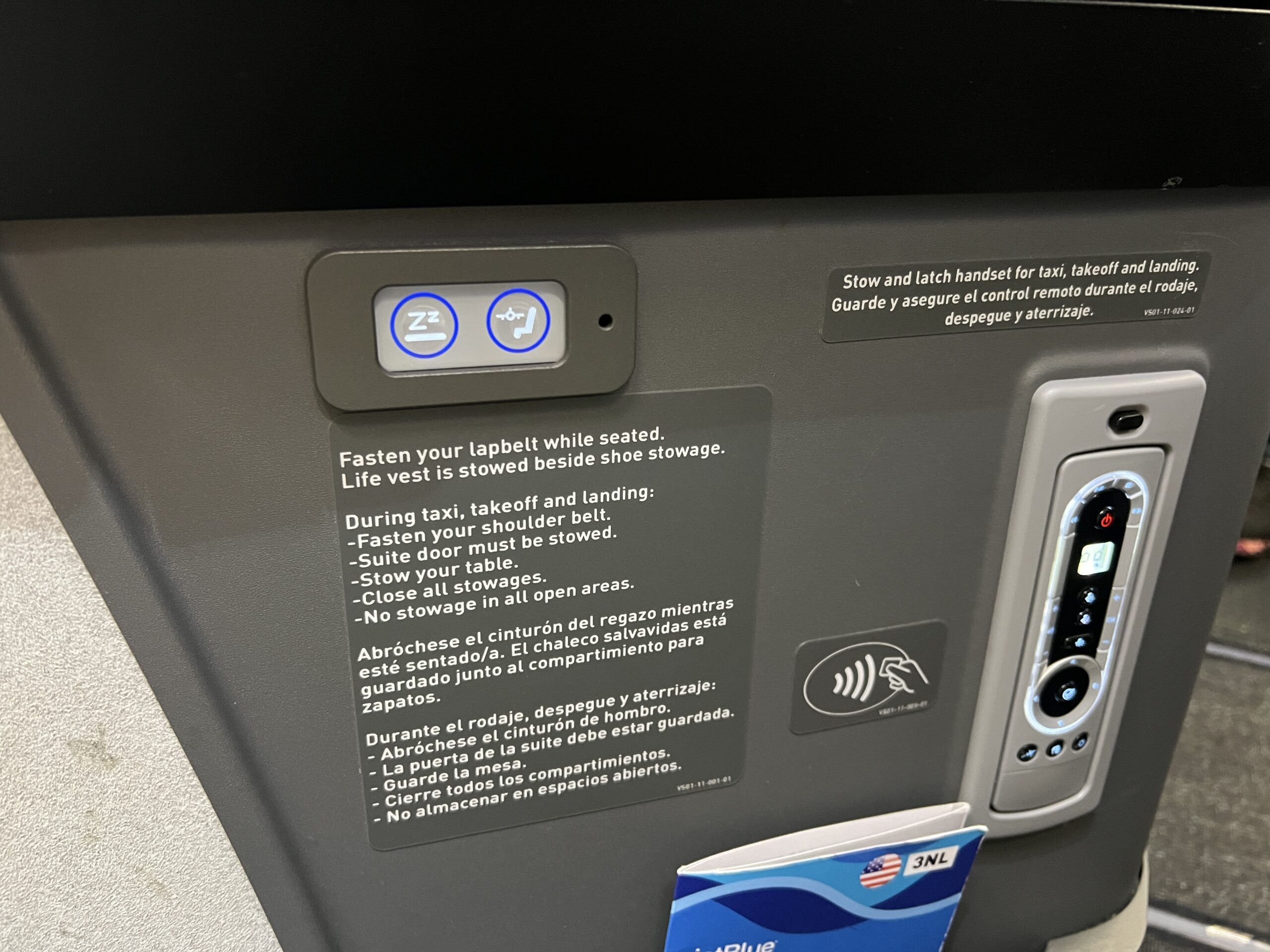 jetblue mint suite controls