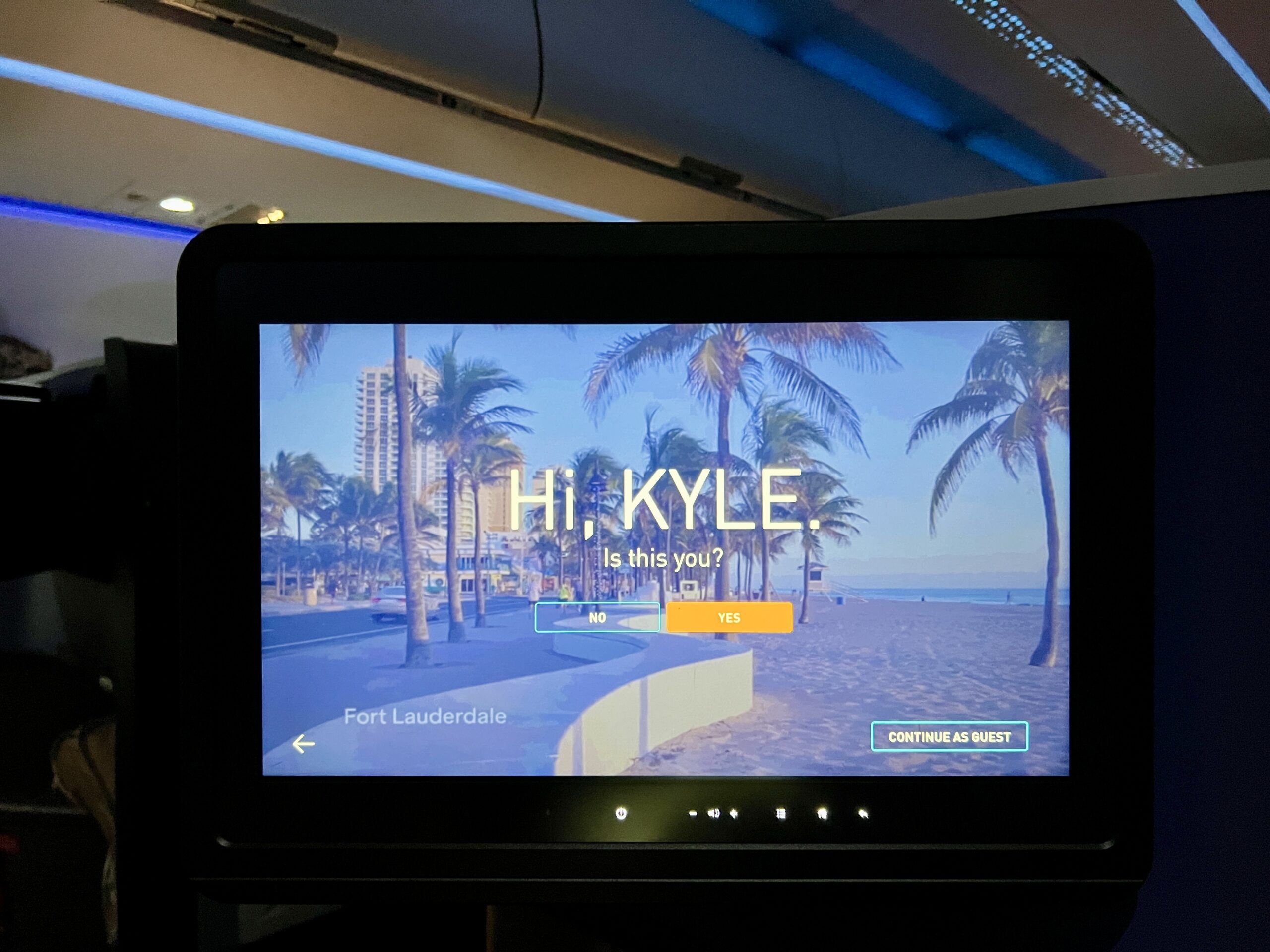 seatback screen welcome in jetblue mint suites