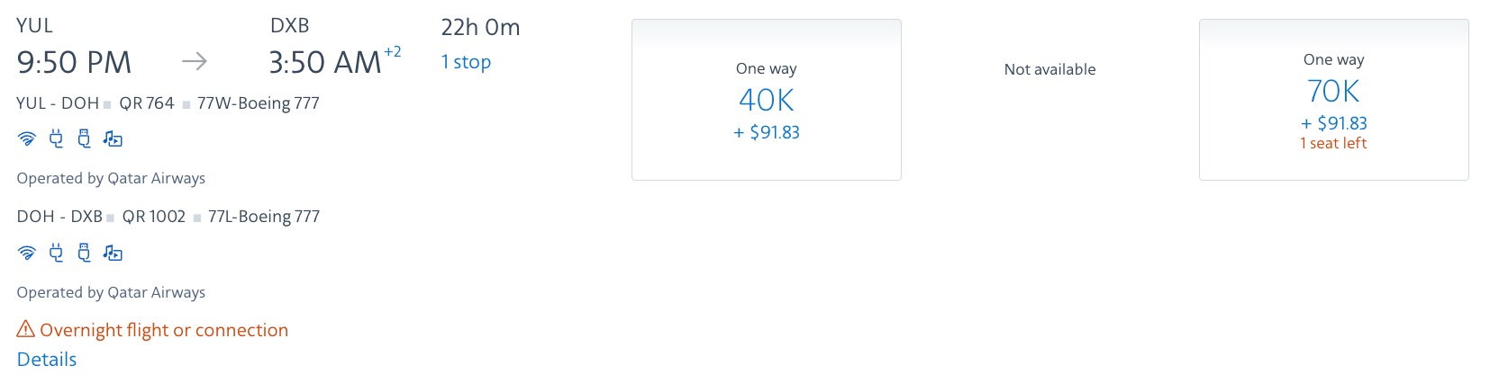 aa booking montreal to dubai