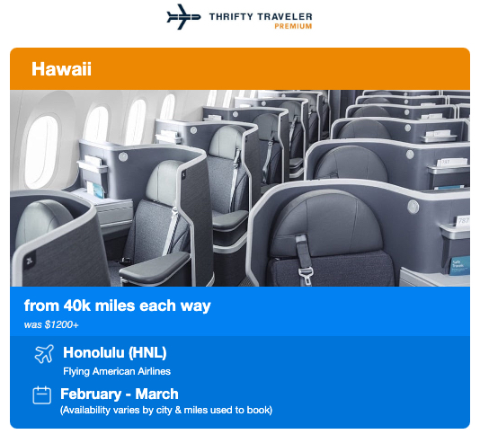 Phoenix to Honolulu AA lie-flat deal