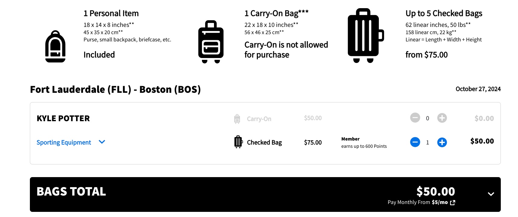 fort lauderdale to boston spirit checkout