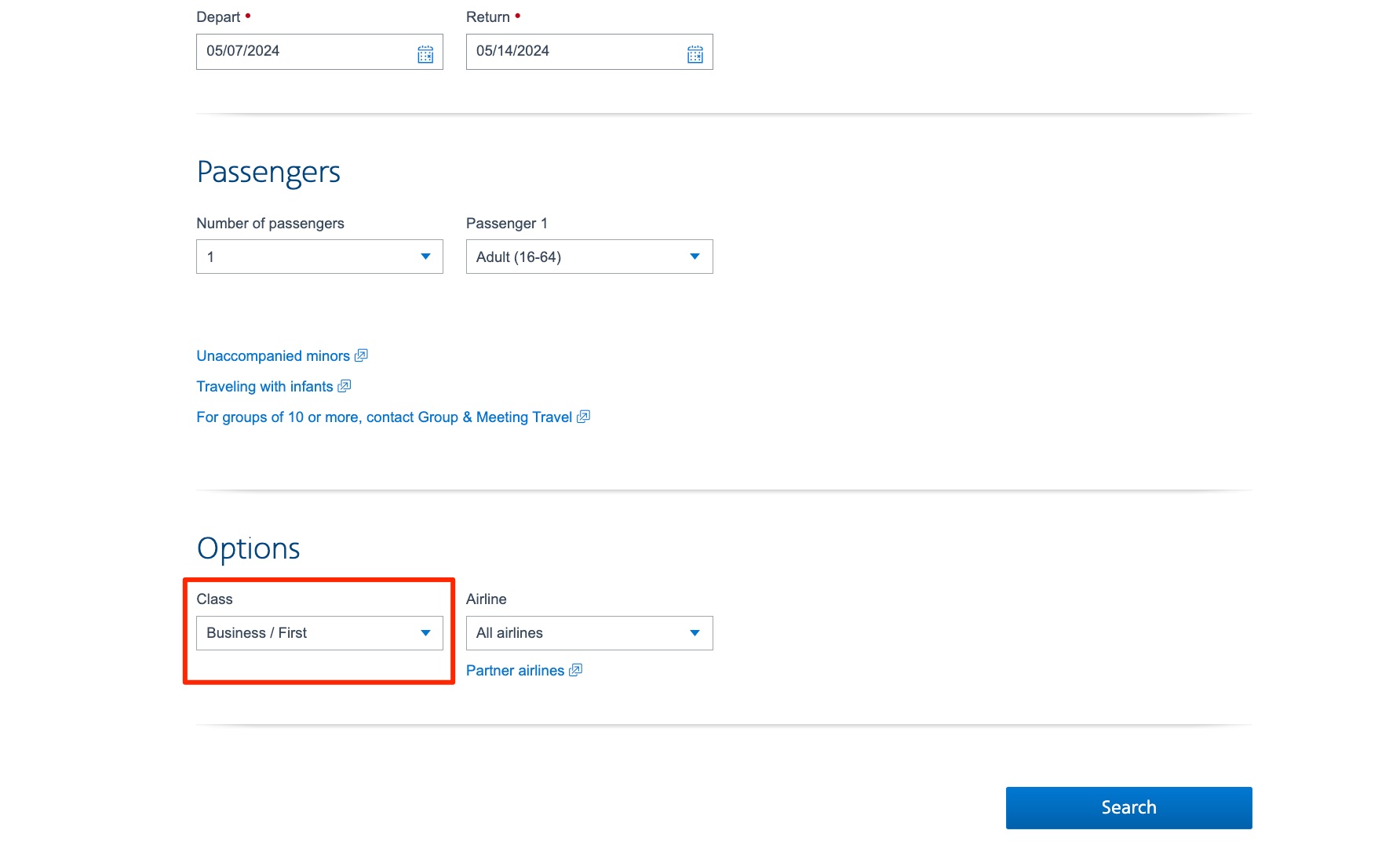 AA award search premium cabins