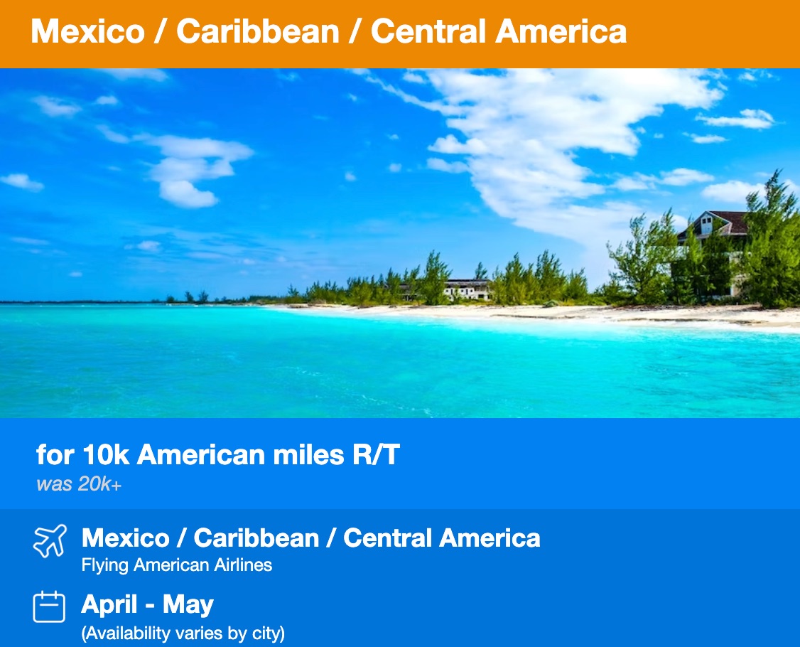 Thrifty Traveler Premium deal for AA miles flash sale to Mexico and the Caribbean