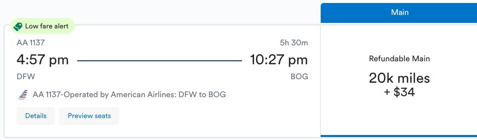 Alaska Airlines AA DFW to BOG flights