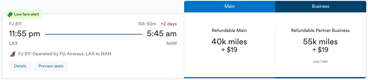 Alaska Airlines LAX to NAN Fiji