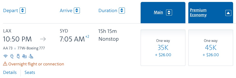 American Airlines Premium Economy LAX to SYD