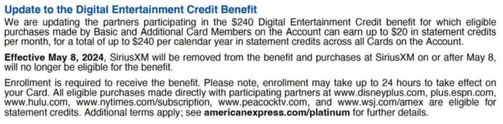 Amex Platinum Statement Sirius XM