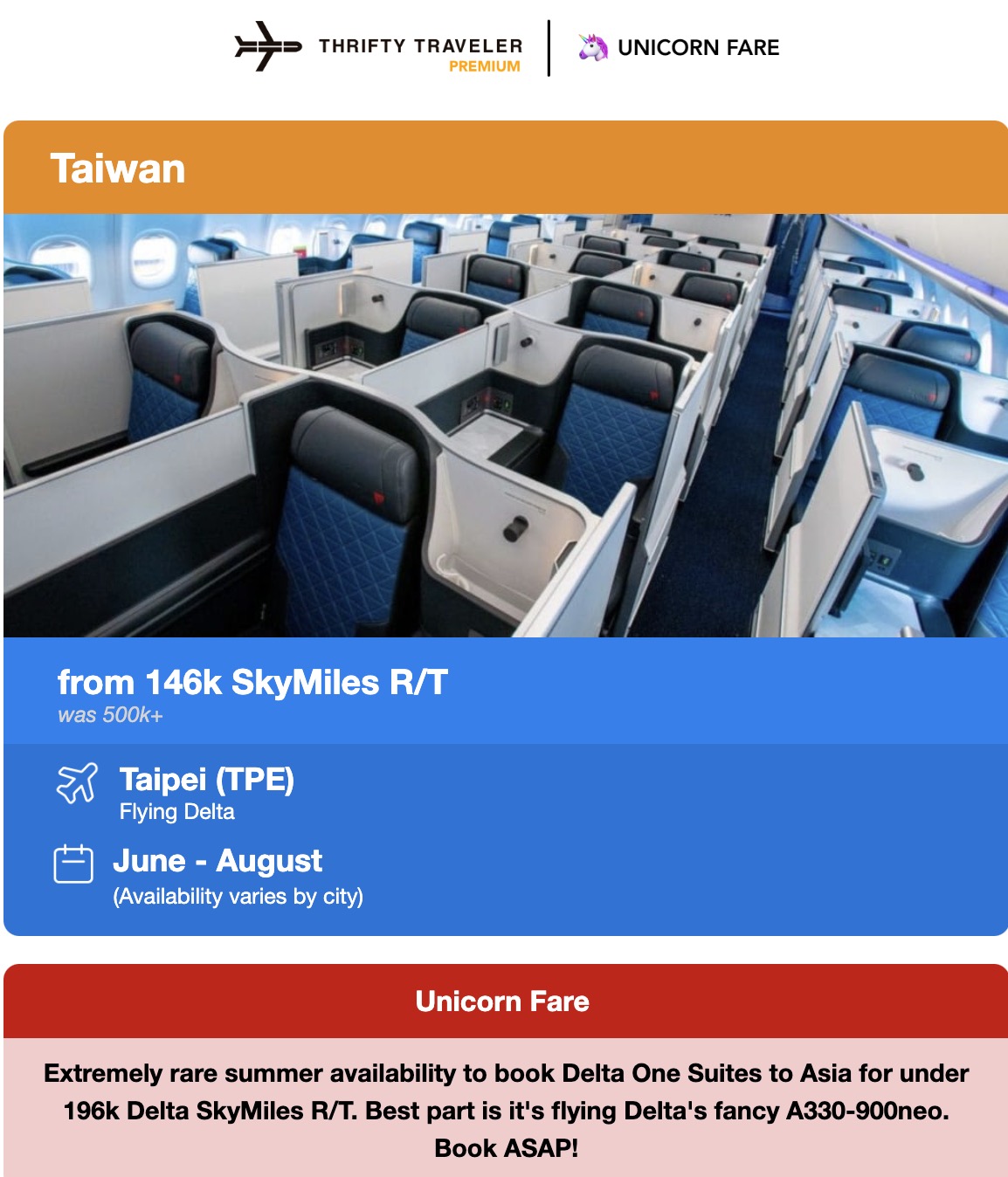 Delta One to Taiwan