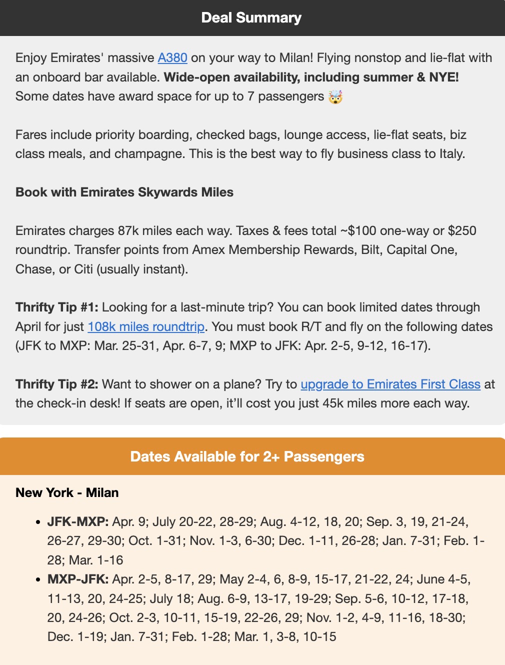Emirates business class
