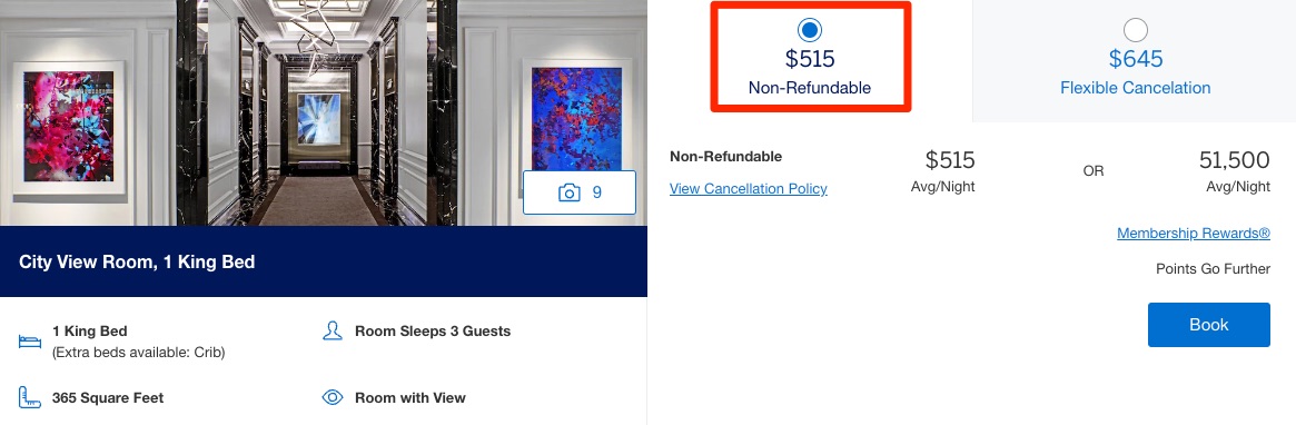 Four Season Chicago Amex FHR booking