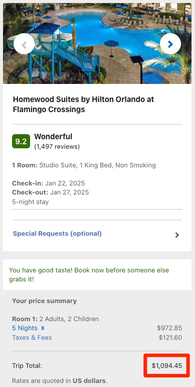 Delta stays price for an orlando hotel