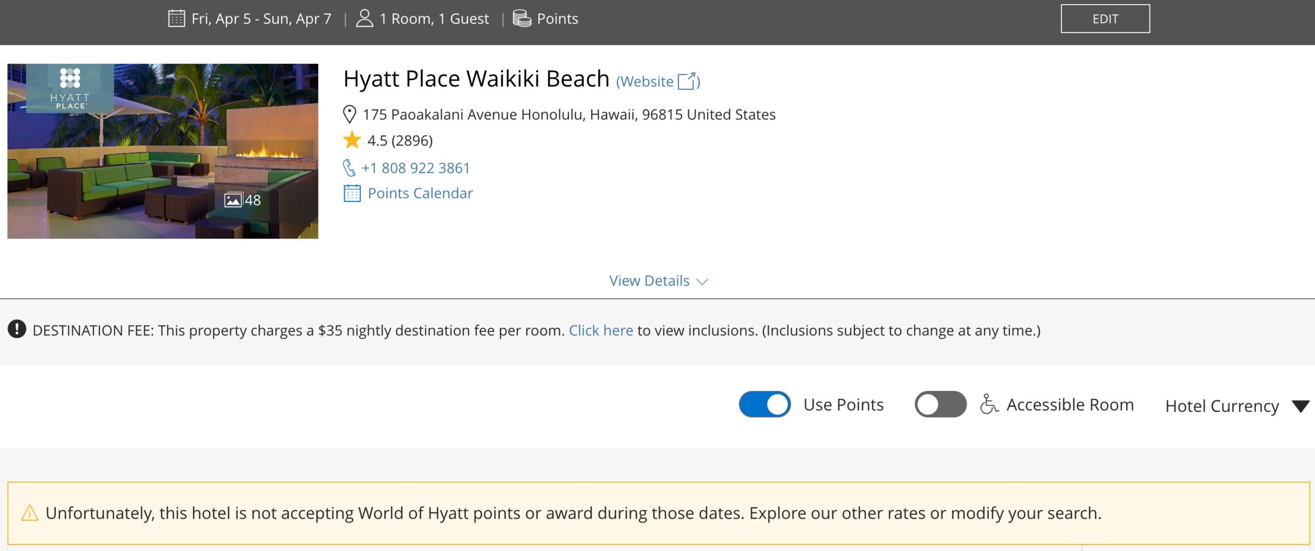 Hyatt Place Waikiki Beach Unavailable
