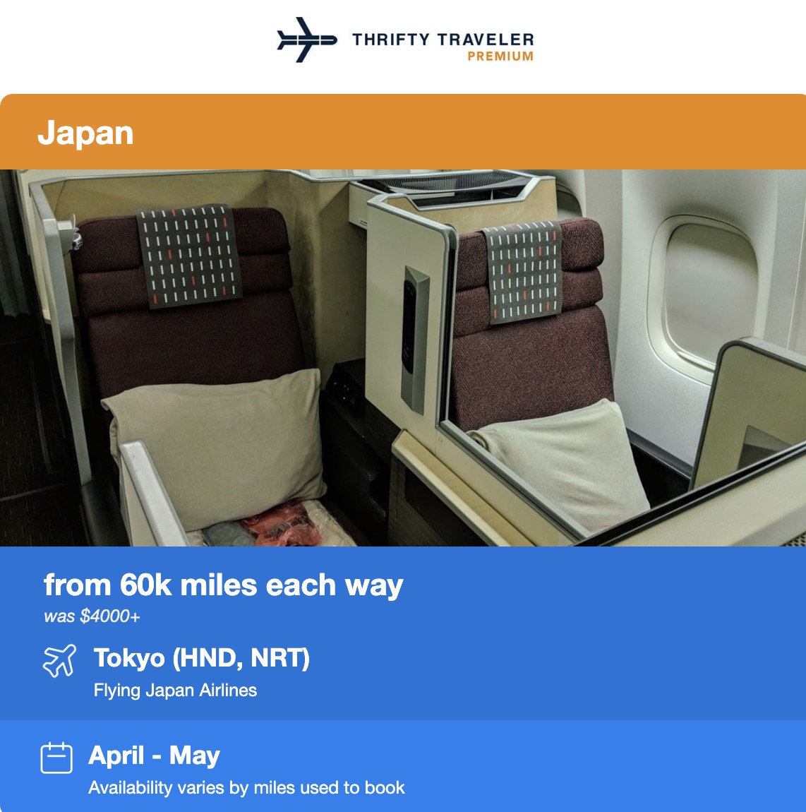 Japan Airlines business class