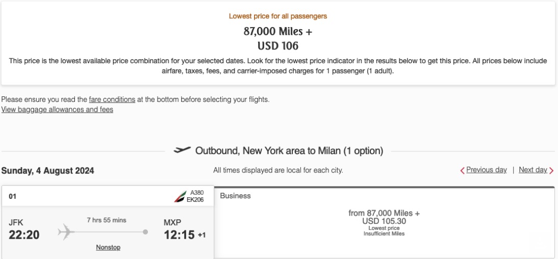 Emirates flight deal